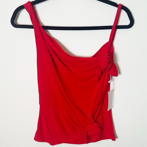 New Sandy Liang Georgia Top Red Rose 3D Floral Applique Medium - Picture 3 of 12